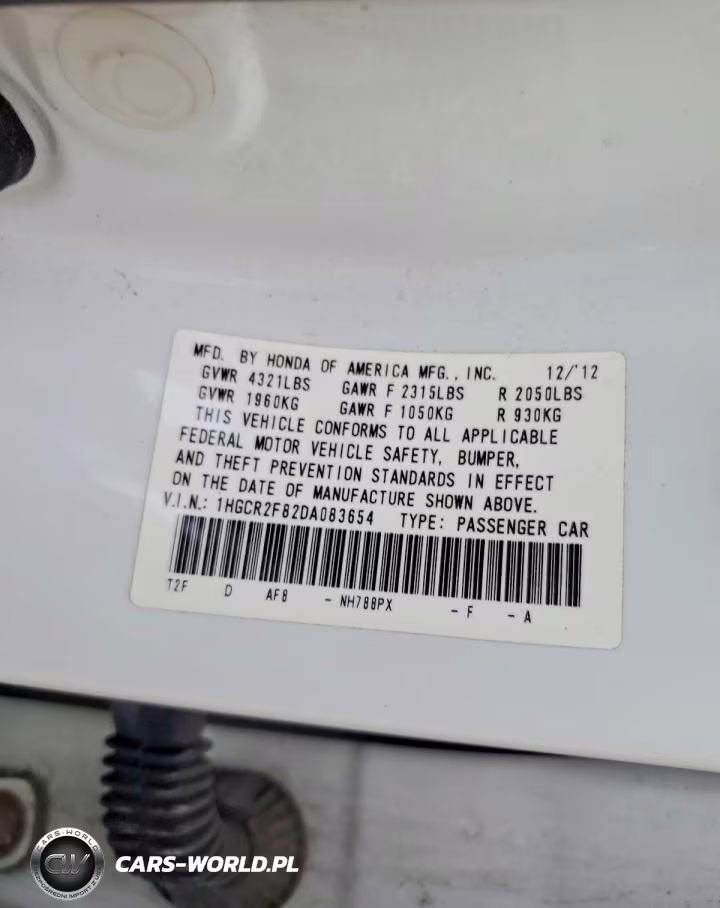 2013 Honda Accord Exl VIN:1HGCR2F82DA083654 - 12