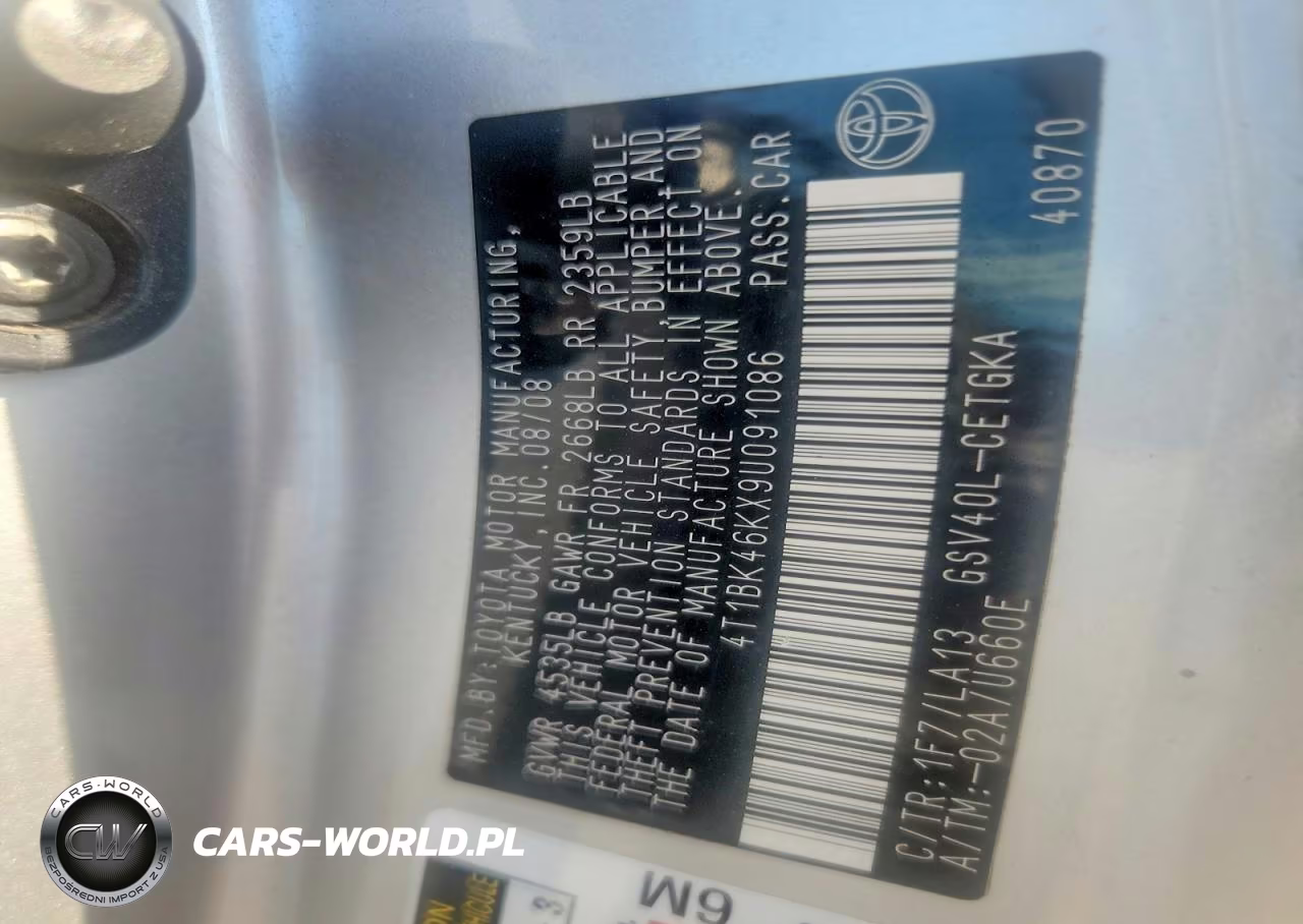 2009 Toyota Camry Xle V6 VIN:4T1BK46KX9U091086 - 12