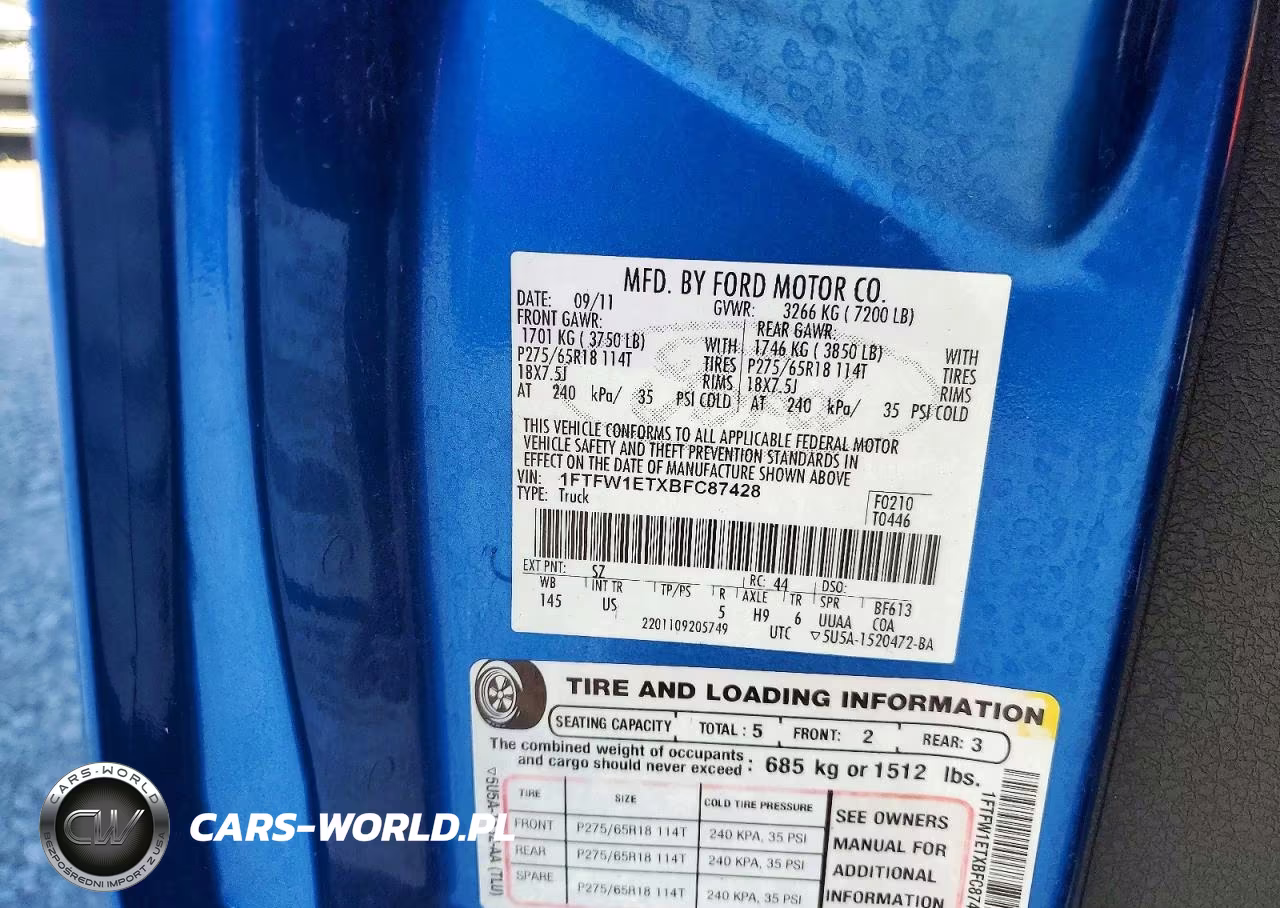 2011 Ford F150 Supercrew VIN:1FTFW1ETXBFC87428 - 12