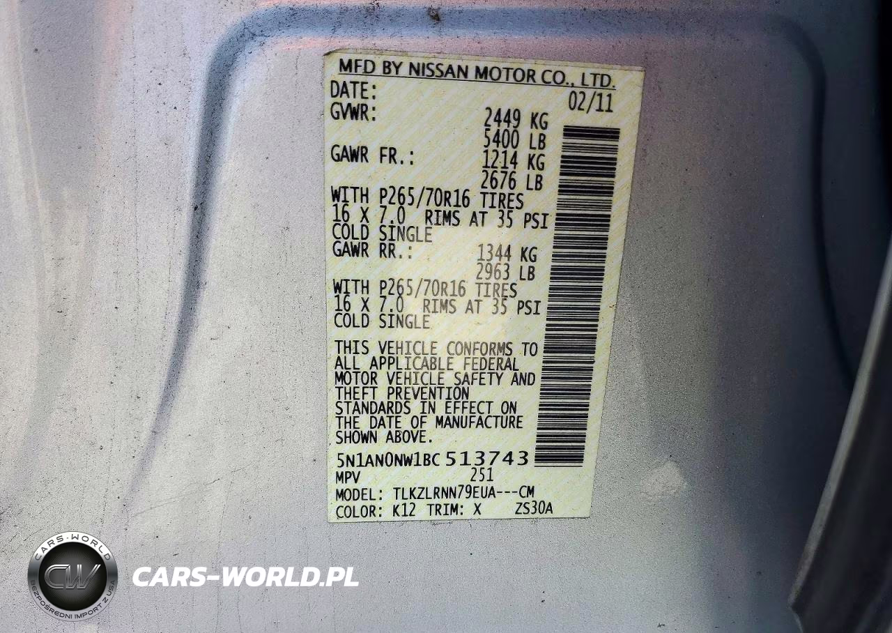 2011 Nissan Xterra X VIN:5N1AN0NW1BC513743 - 13
