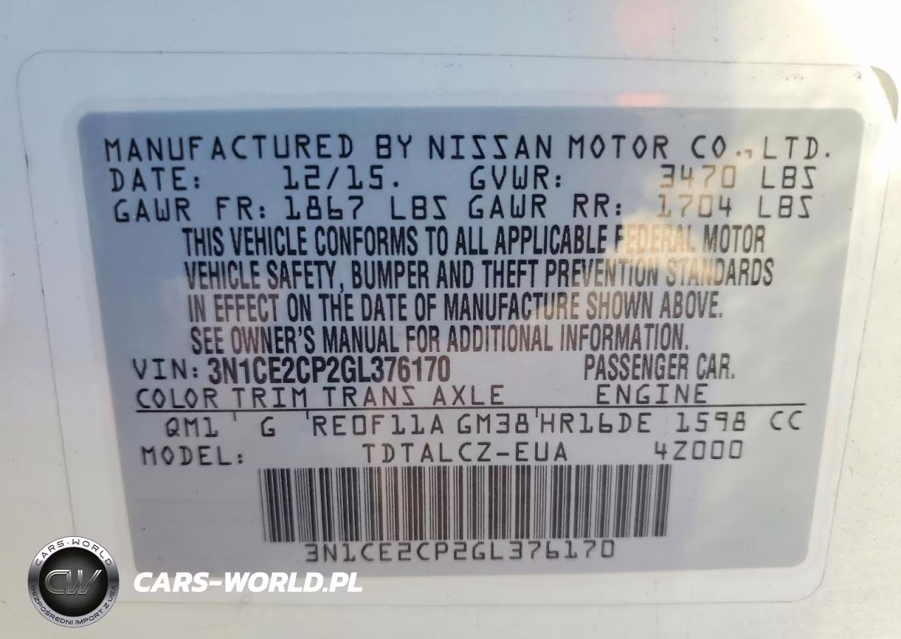 2016 Nissan Versa Note S Plus VIN:3N1CE2CP2GL376170 - 12