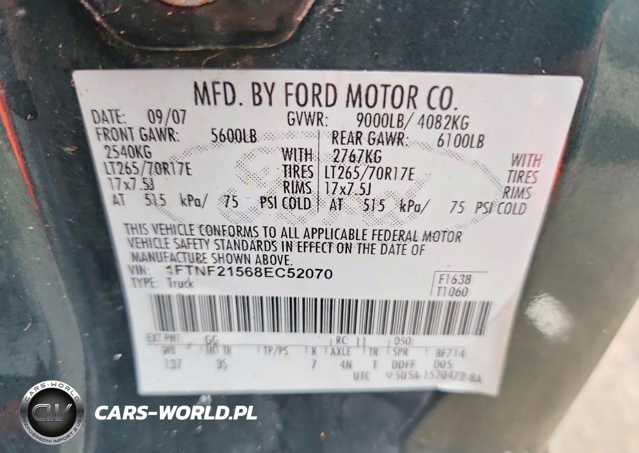 2008 Ford F250 Super Duty VIN:1FTNF21568EC52070 - 12