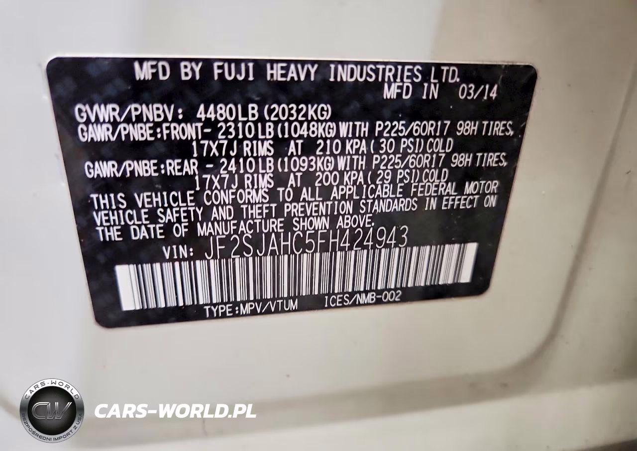2015 Subaru Forester 2.5I Limited VIN:JF2SJAHC5FH424943 - 13