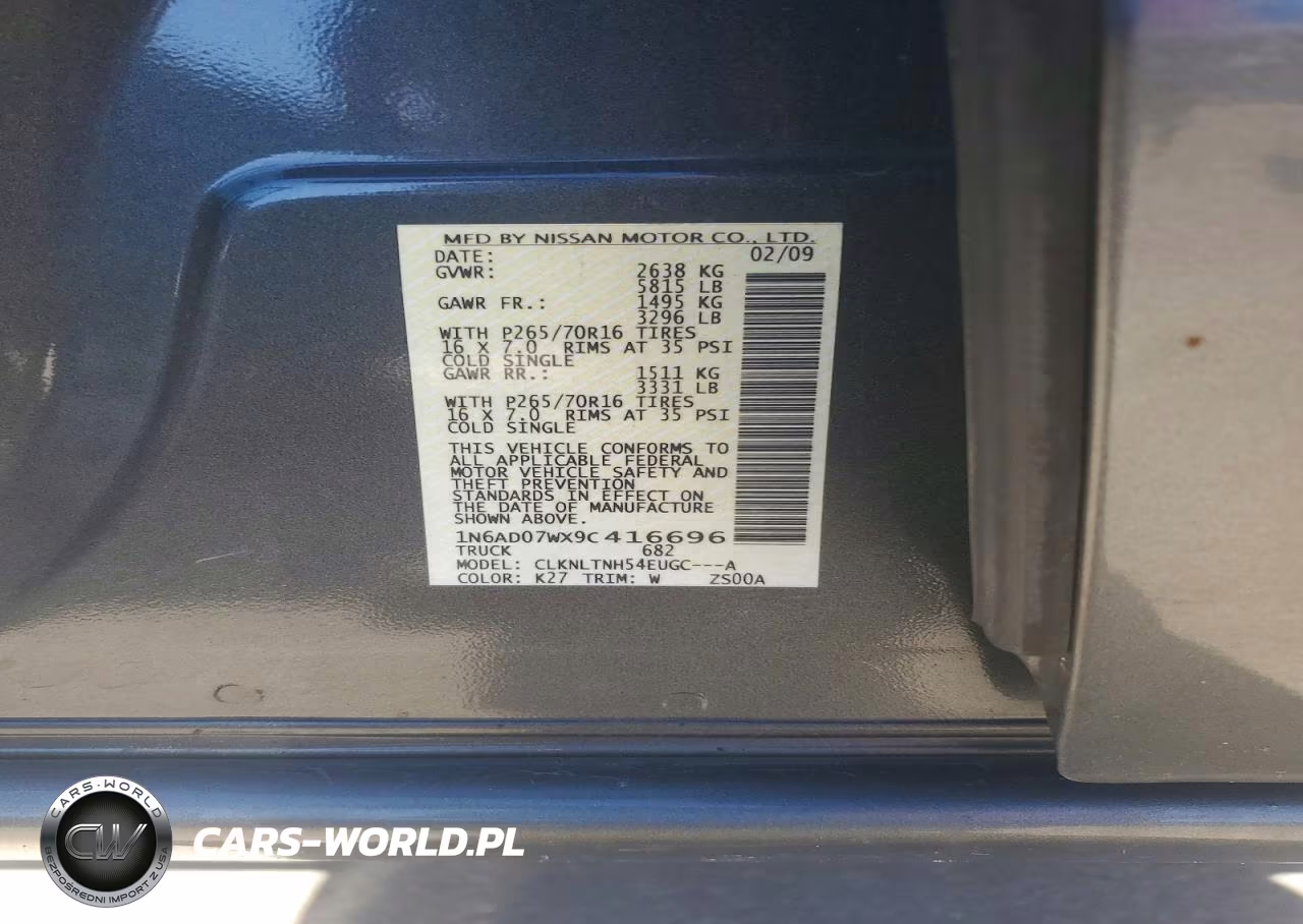 2009 Nissan Frontier Se V6 VIN:1N6AD07WX9C416696 - 12