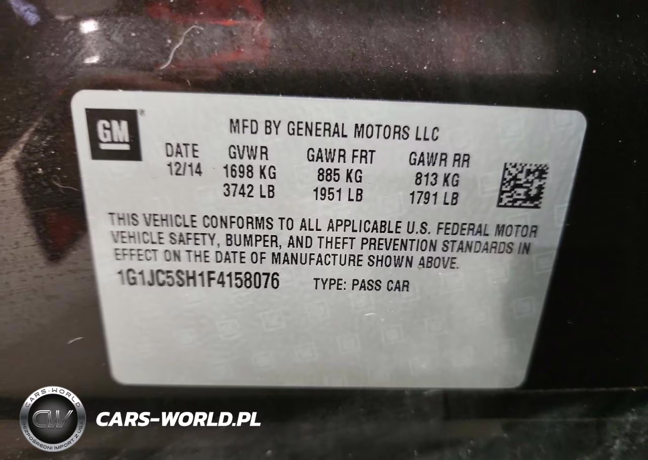 2015 Chevrolet Sonic Lt VIN:1G1JC5SH1F4158076 - 12