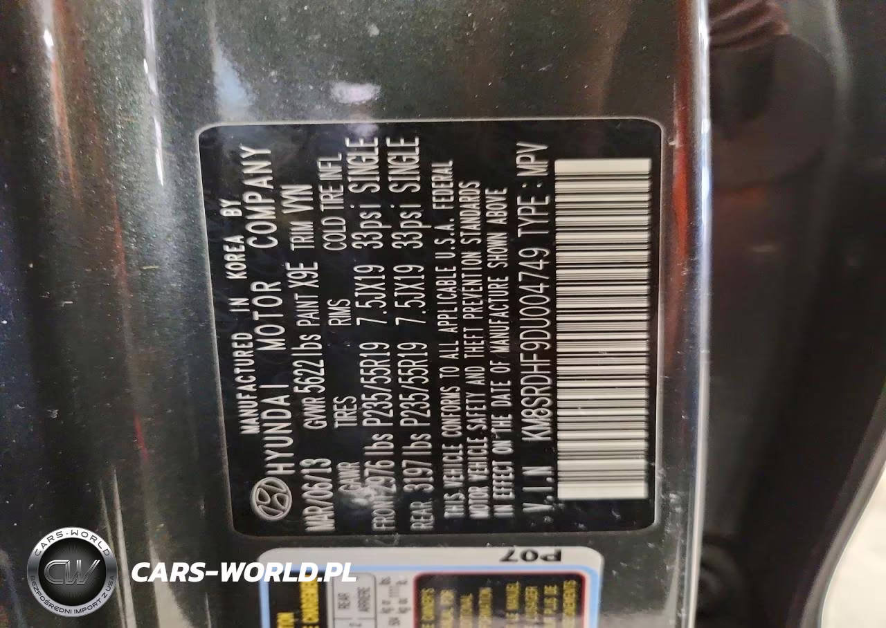 2013 Hyundai Santa Fe Limited VIN:KM8SRDHF9DU004749 - 12
