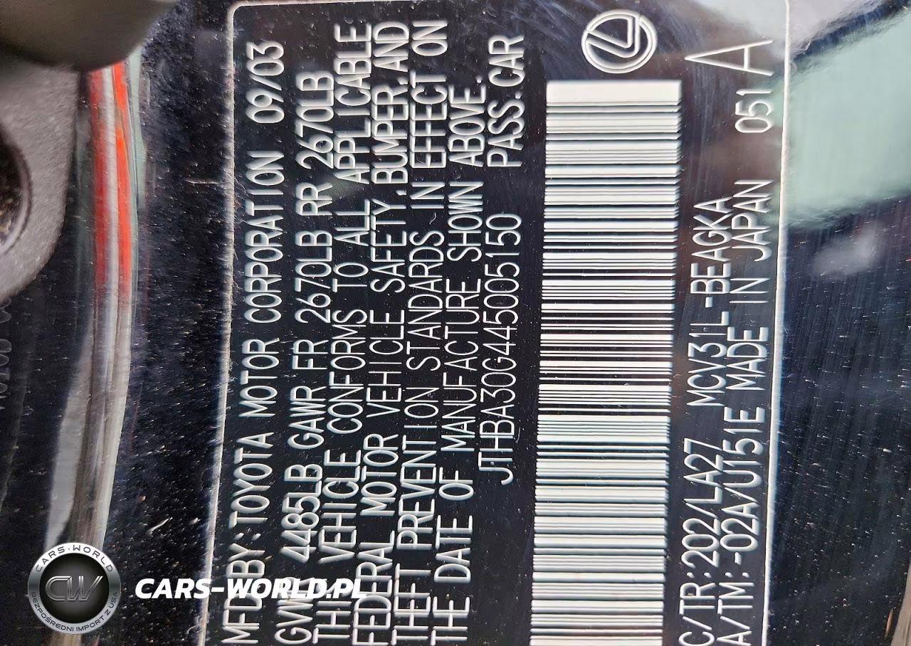 2004 Lexus Es 330 VIN:JTHBA30G445005150 - 12