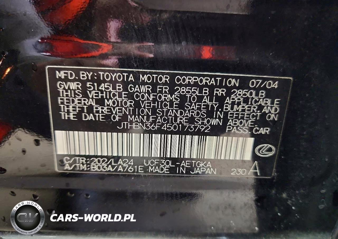 2005 Lexus Ls 430 VIN:JTHBN36F450173792 - 12