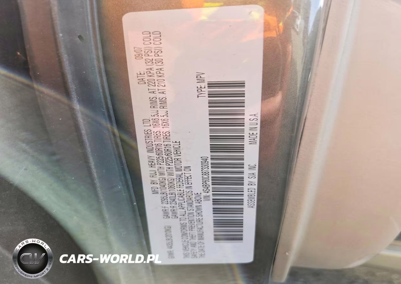2008 Subaru Outback VIN:4S4BP60C887330940 - 13