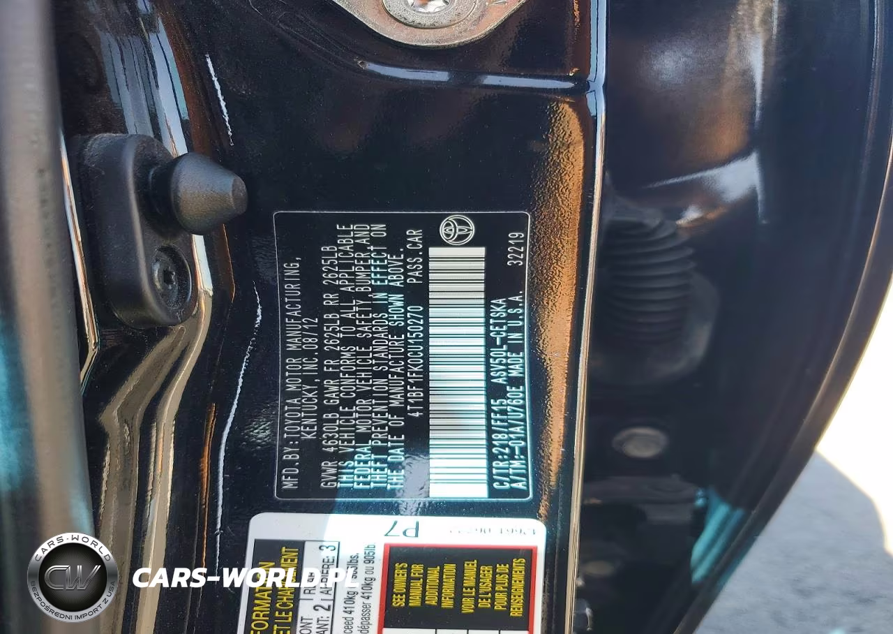 2012 Toyota Camry Se VIN:4T1BF1FK0CU150270 - 12