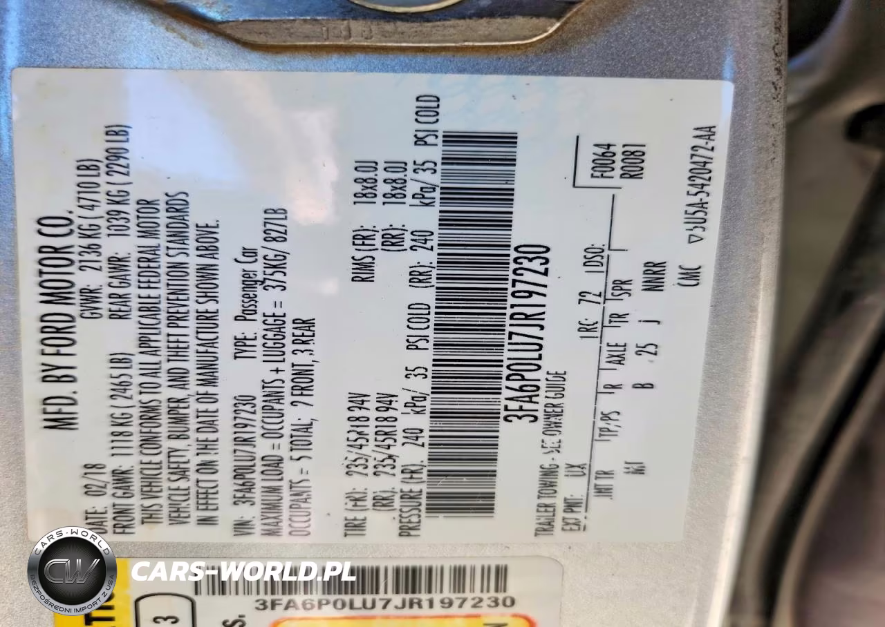 2018 Ford Fusion Se Hybrid VIN:3FA6P0LU7JR197230 - 12