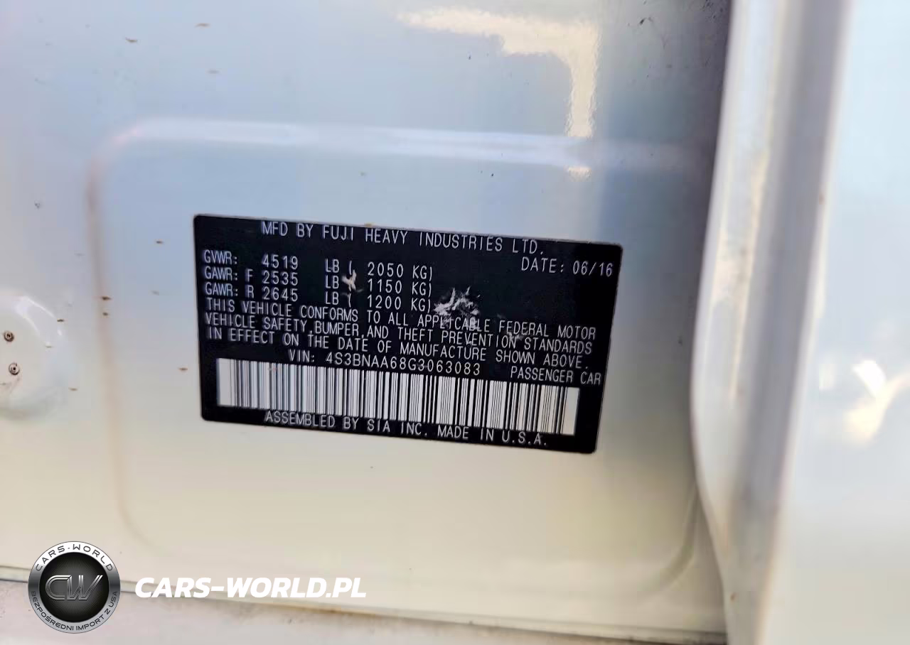 2016 Subaru Legacy 2.5I VIN:4S3BNAA68G3063083 - 12