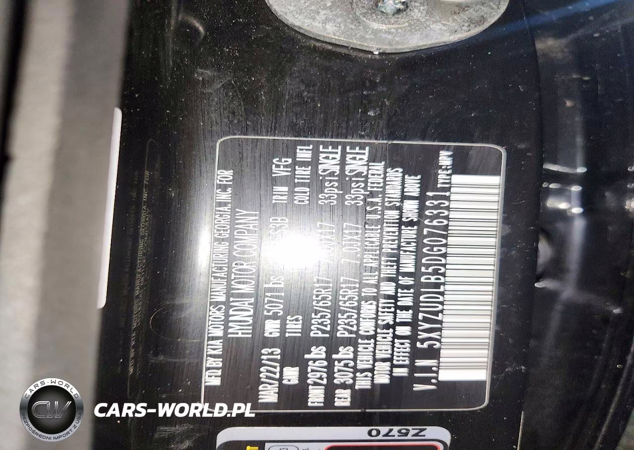 2013 Hyundai Santa Fe Sport 2.4L VIN:5XYZUDLB5DG076331 - 13