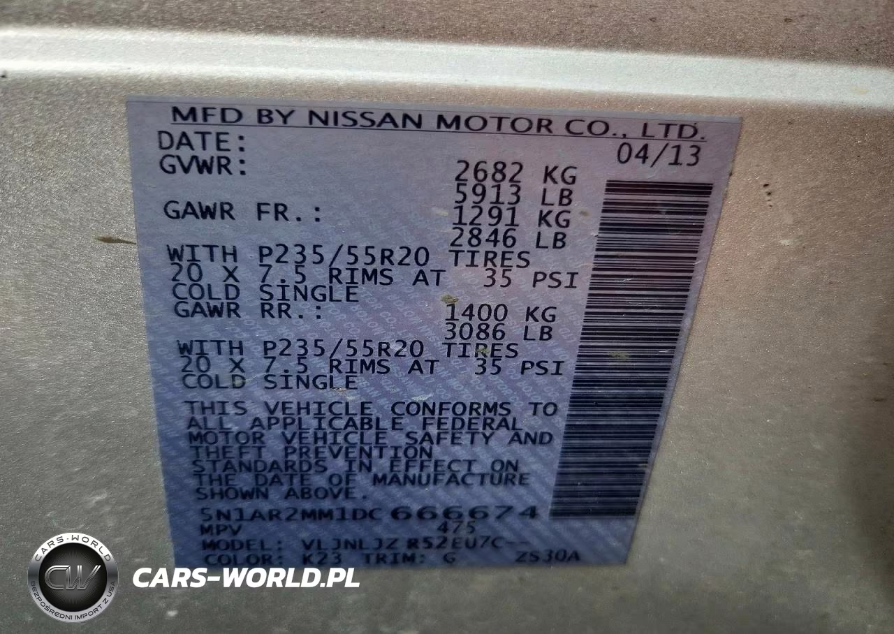 2013 Nissan Pathfinder Platinum VIN:5N1AR2MM1DC666674 - 13