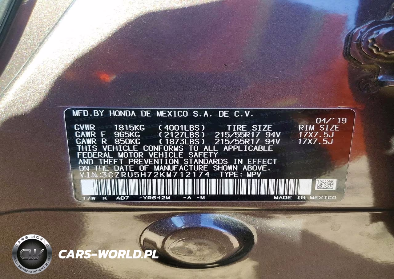 2019 Honda Hr-V Exl VIN:3CZRU5H72KM712174 - 14
