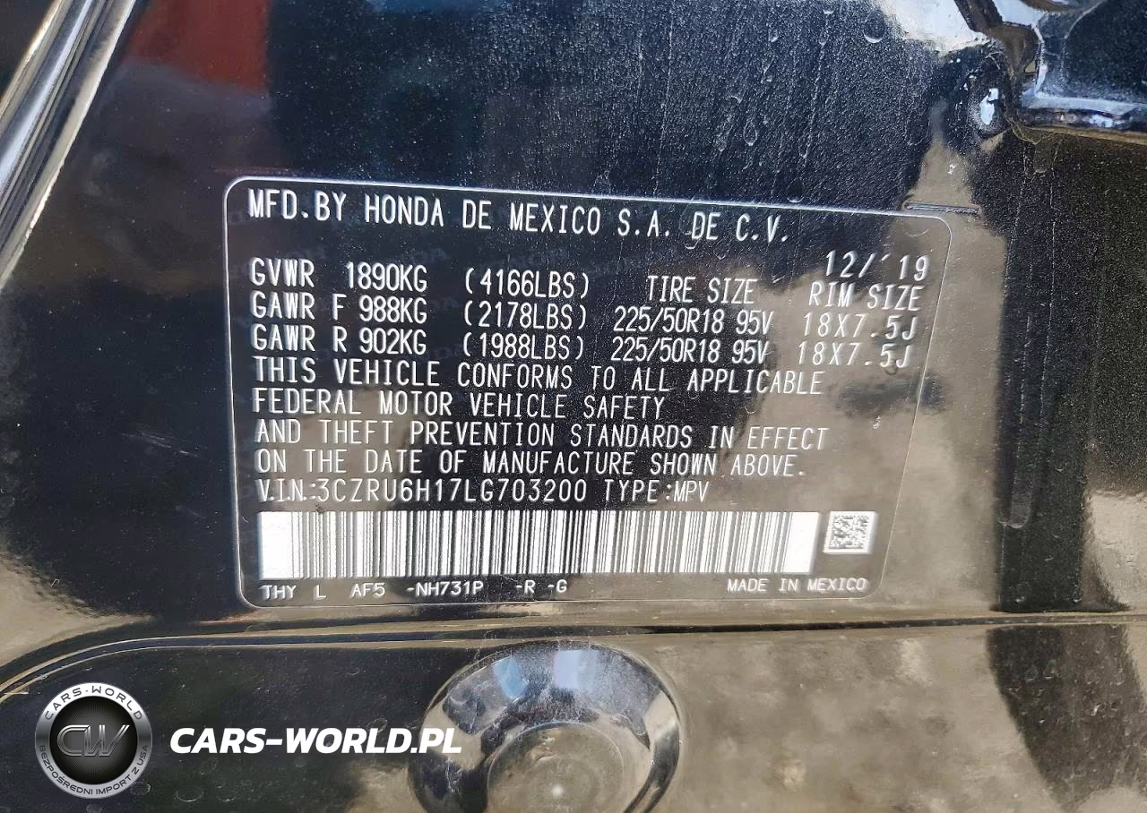 2020 Honda Hr-V Sport VIN:3CZRU6H17LG703200 - 14