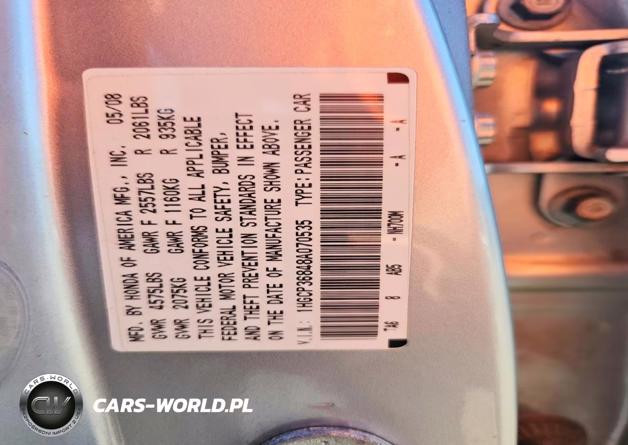 2008 Honda Accord Exl VIN:1HGCP36848A070535 - 12