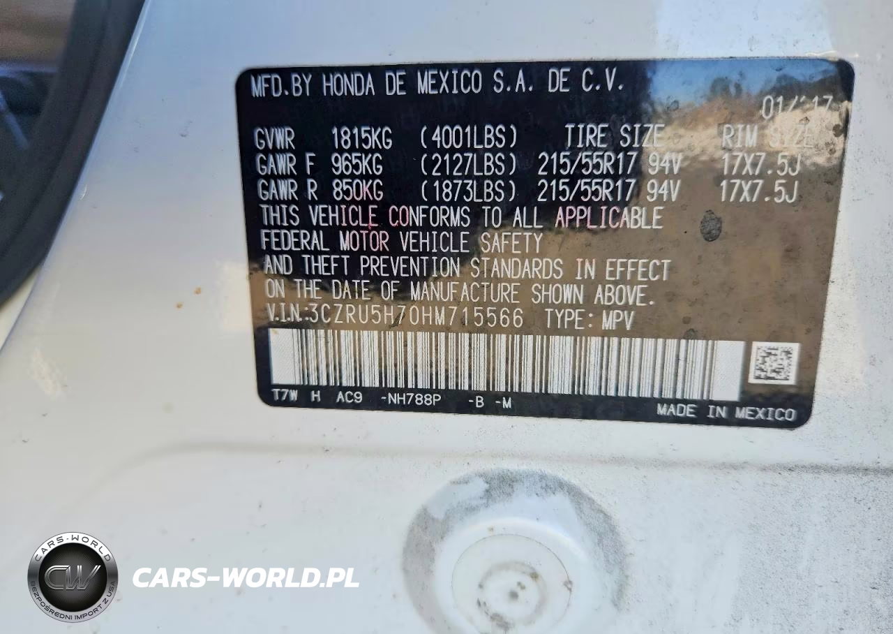 2017 Honda Hr-V Exl VIN:3CZRU5H70HM715566 - 14
