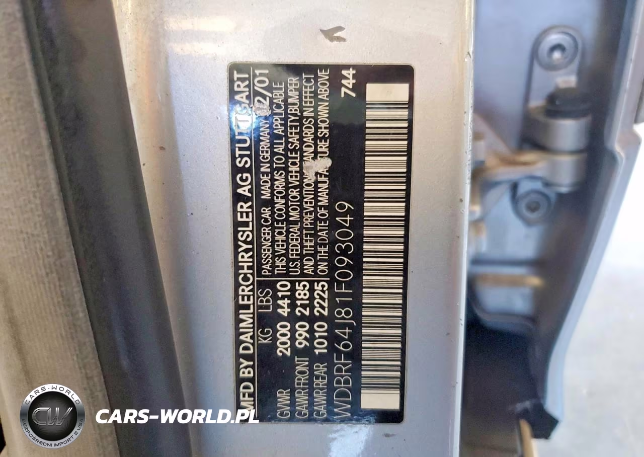 2001 Mercedes-Benz C 320 VIN:WDBRF64J81F093049 - 12