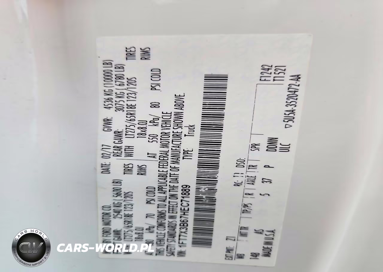 2017 Ford F350 Super Duty VIN:1FT7X3B67HEC71889 - 12