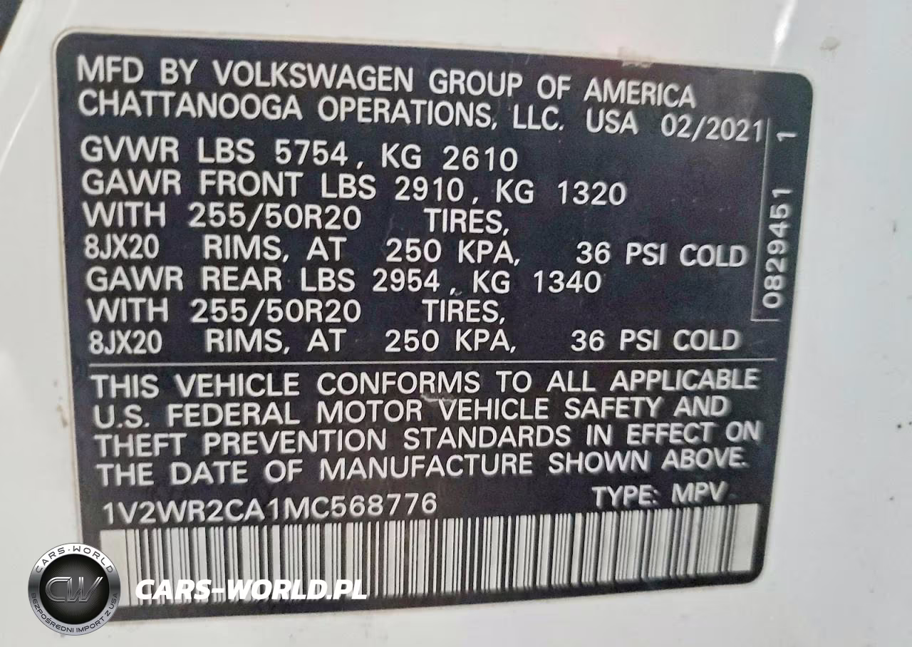 2021 Volkswagen Atlas Se VIN:1V2WR2CA1MC568776 - 13