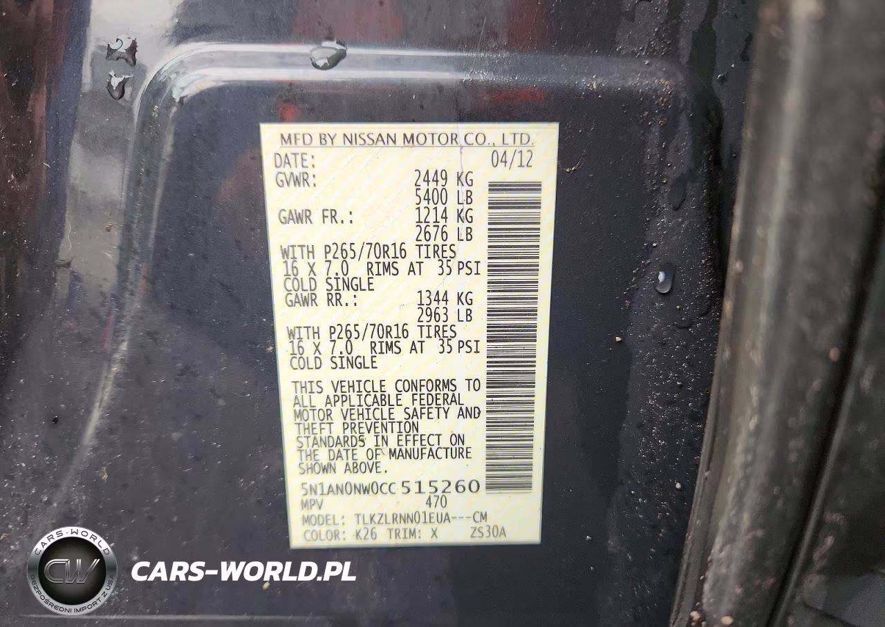 2012 Nissan Xterra Off Road VIN:5N1AN0NW0CC515260 - 12