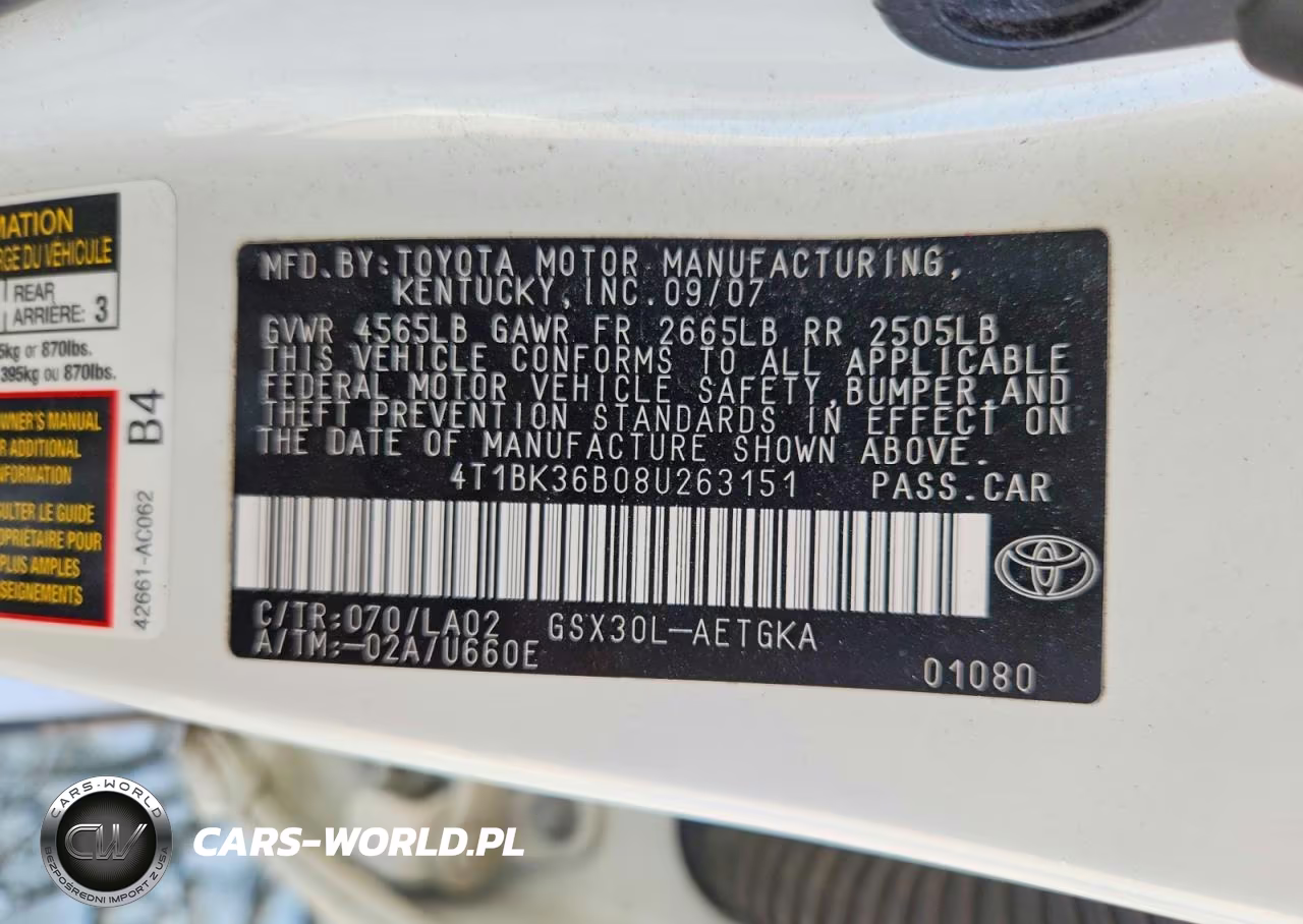 2008 Toyota Avalon Xls VIN:4T1BK36B08U263151 - 12