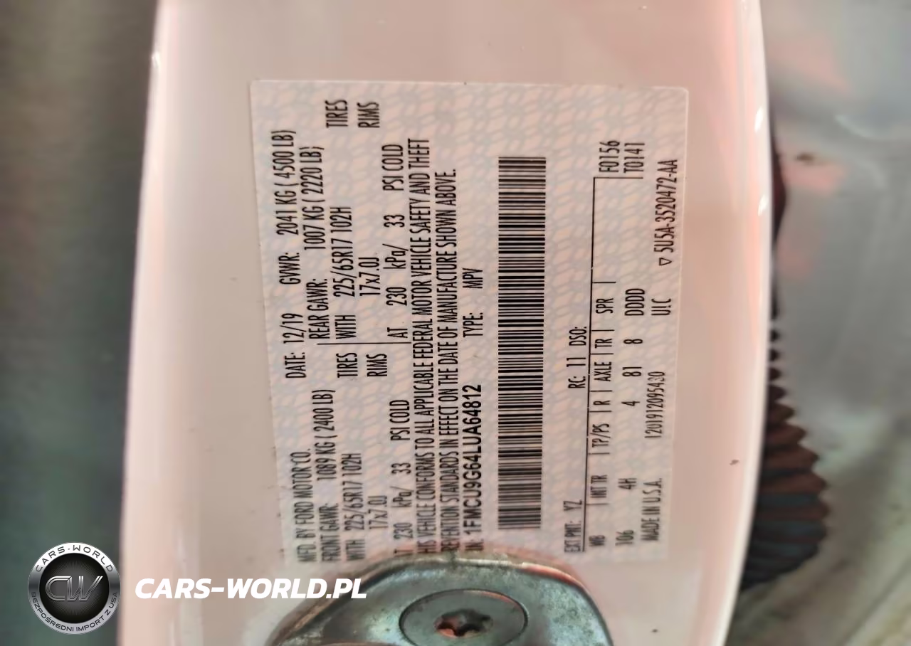 2020 Ford Escape Se VIN:1FMCU9G64LUA64812 - 12