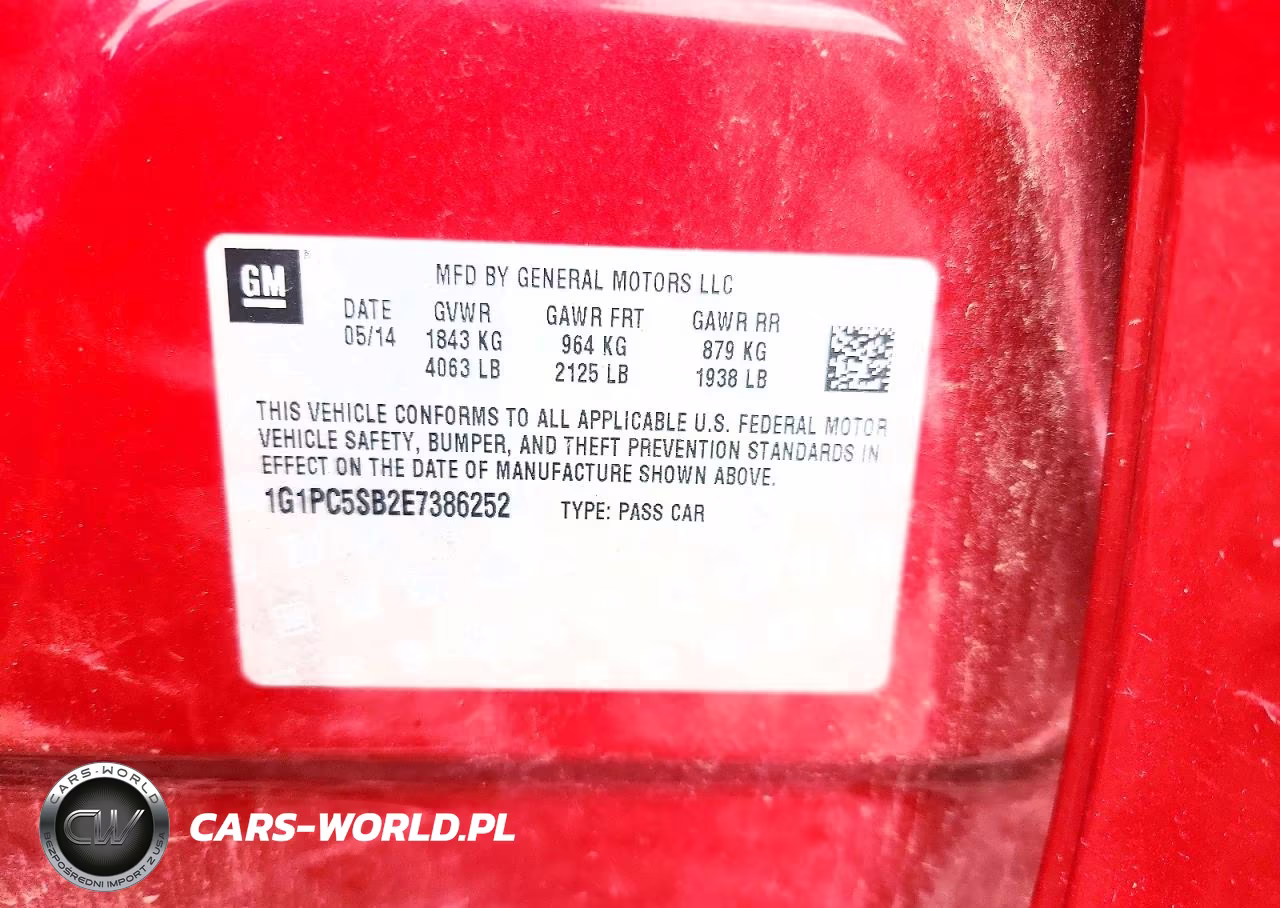 2014 Chevrolet Cruze Lt VIN:1G1PC5SB2E7386252 - 12