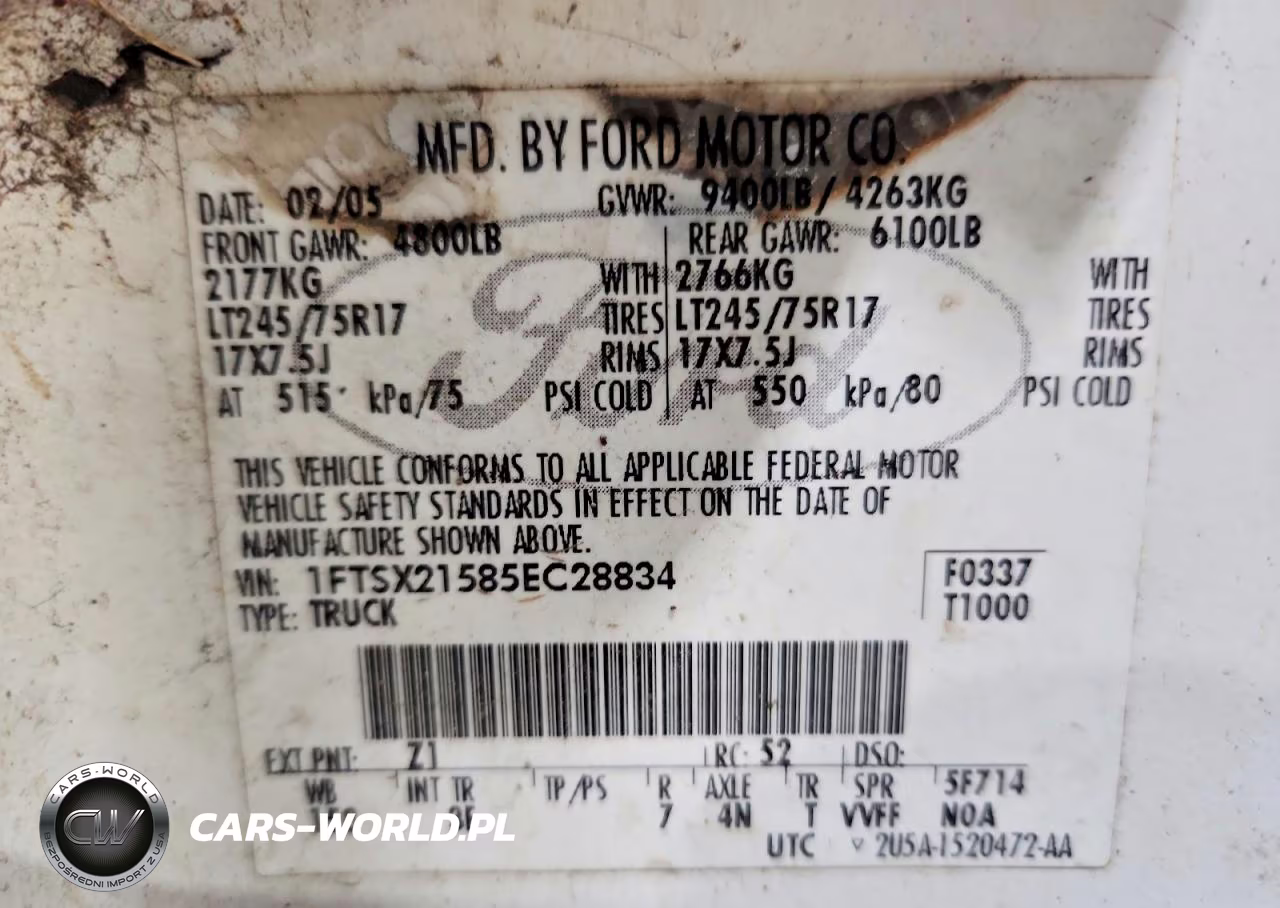 2005 Ford F250 Super Duty VIN:1FTSX21585EC28834 - 12