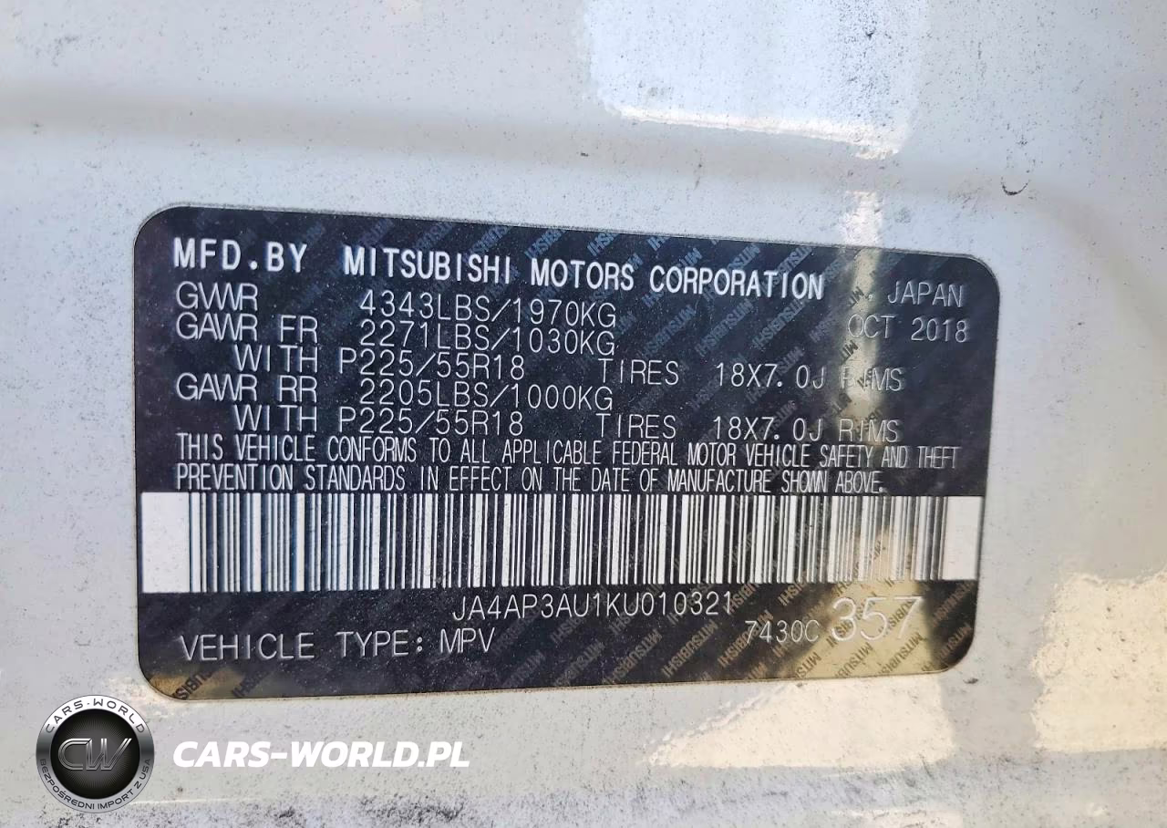 2019 Mitsubishi Outlander Sport Es VIN:JA4AP3AU1KU010321 - 13
