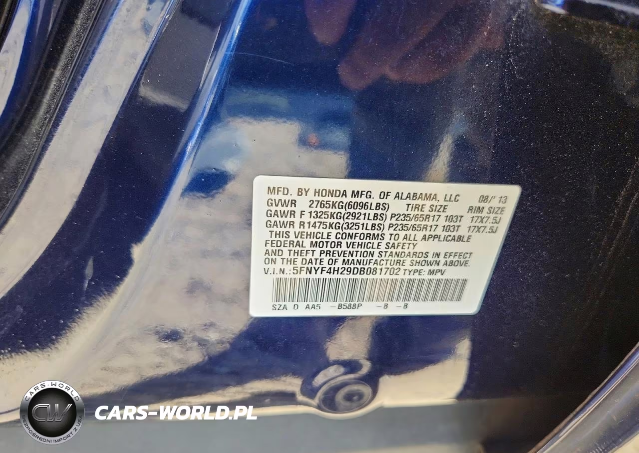 2013 Honda Pilot Lx VIN:5FNYF4H29DB081702 - 13