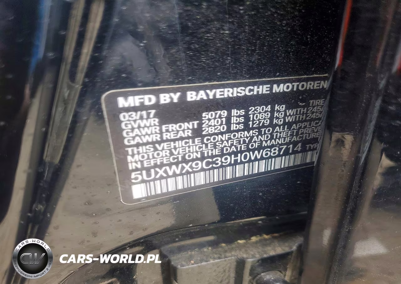 2017 BMW X3 xDrive28I VIN:5UXWX9C39H0W68714 - 12