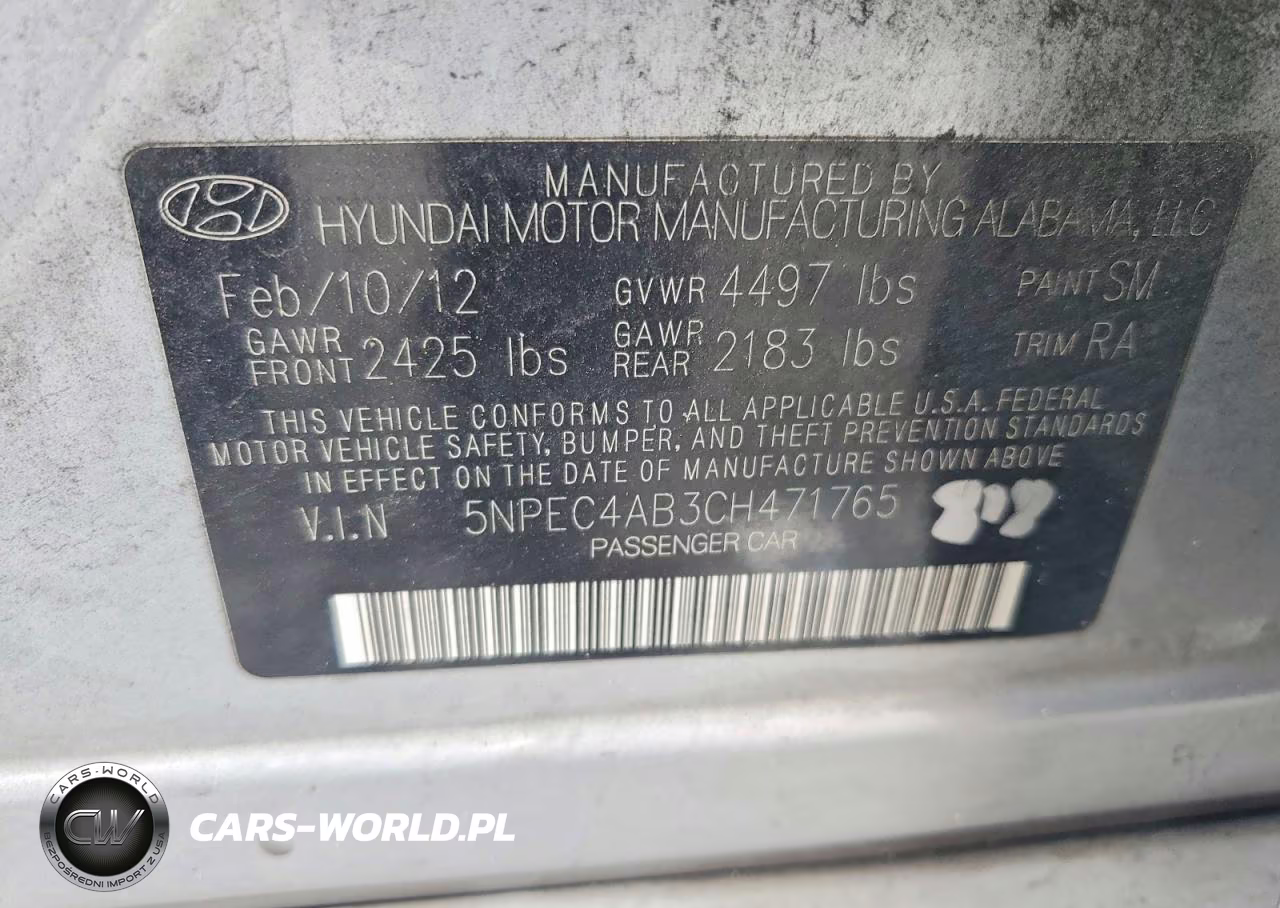2012 Hyundai Sonata Limited 2.0T VIN:5NPEC4AB3CH471765 - 13