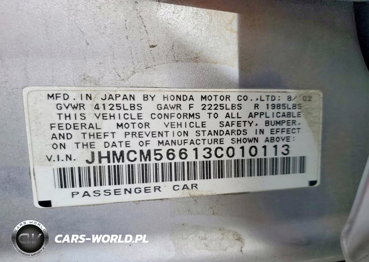 2003 Honda Accord Ex VIN:JHMCM56613C010113 - 12