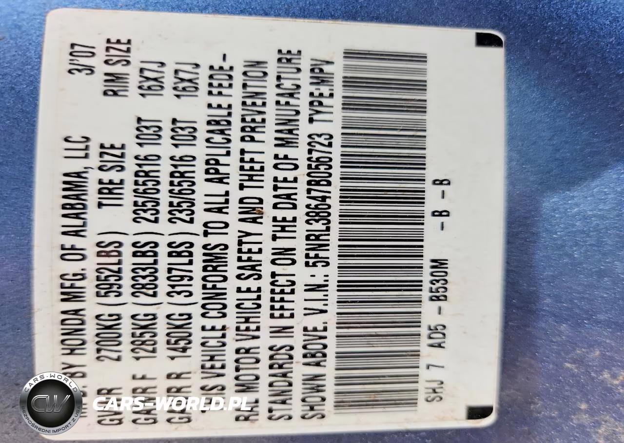 2007 Honda Odyssey VIN:5FNRL38647B056723 - 13