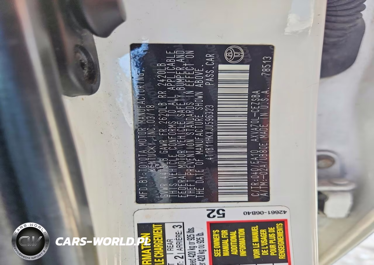 2018 Toyota Camry Se VIN:4T1B11HKXJU596323 - 12