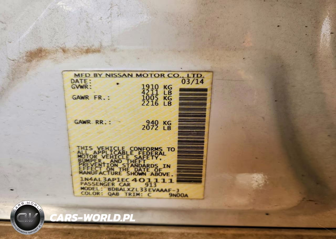 2014 Nissan Altima 2.5 Sl VIN:1N4AL3AP1EC401111 - 12