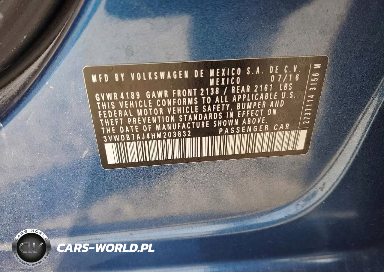 2017 Volkswagen Jetta Se VIN:3VWDB7AJ4HM203832 - 12