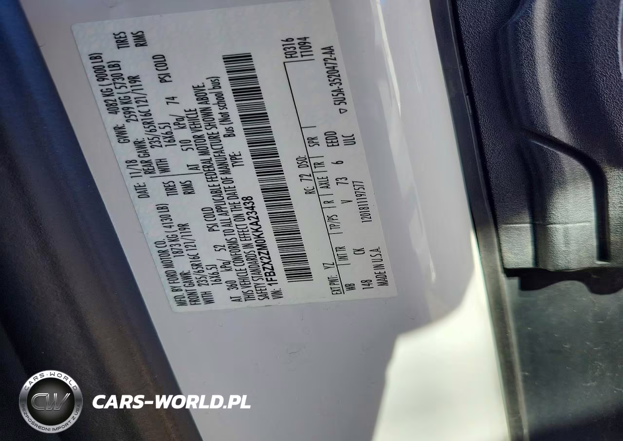 2019 Ford Transit T-350 VIN:1FBZX2ZM0KKA23438 - 13