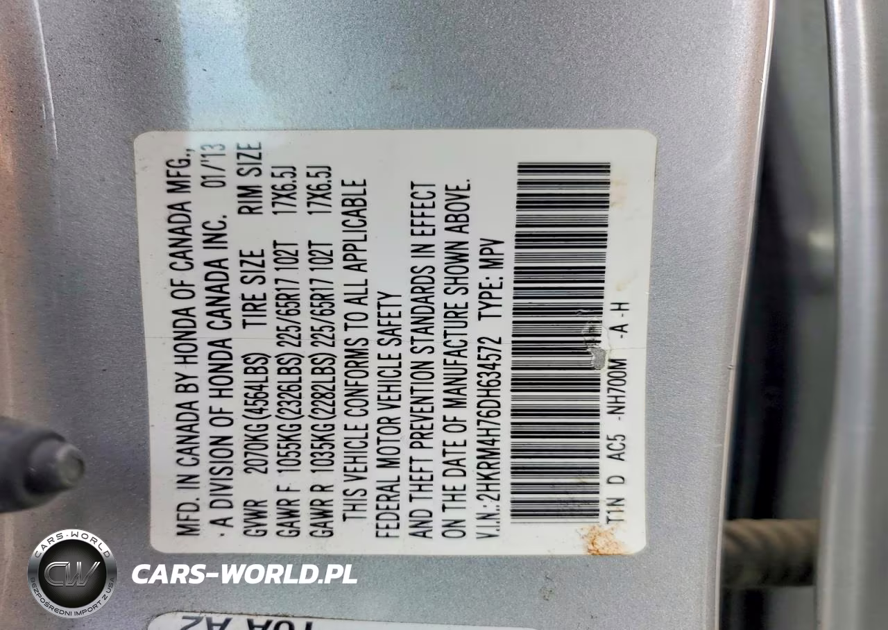 2013 Honda Cr-V Exl VIN:2HKRM4H76DH634572 - 13