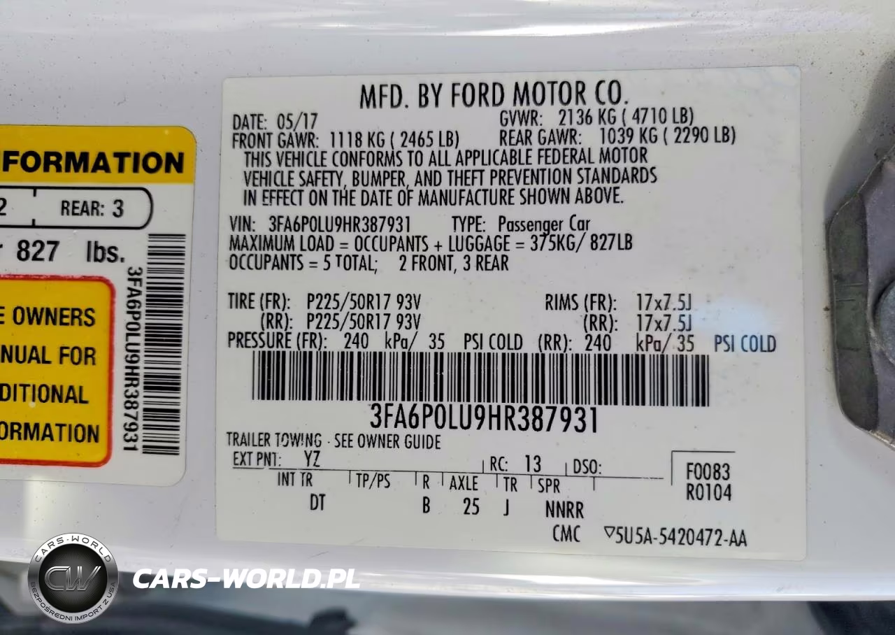 2017 Ford Fusion Se Hybrid VIN:3FA6P0LU9HR387931 - 12
