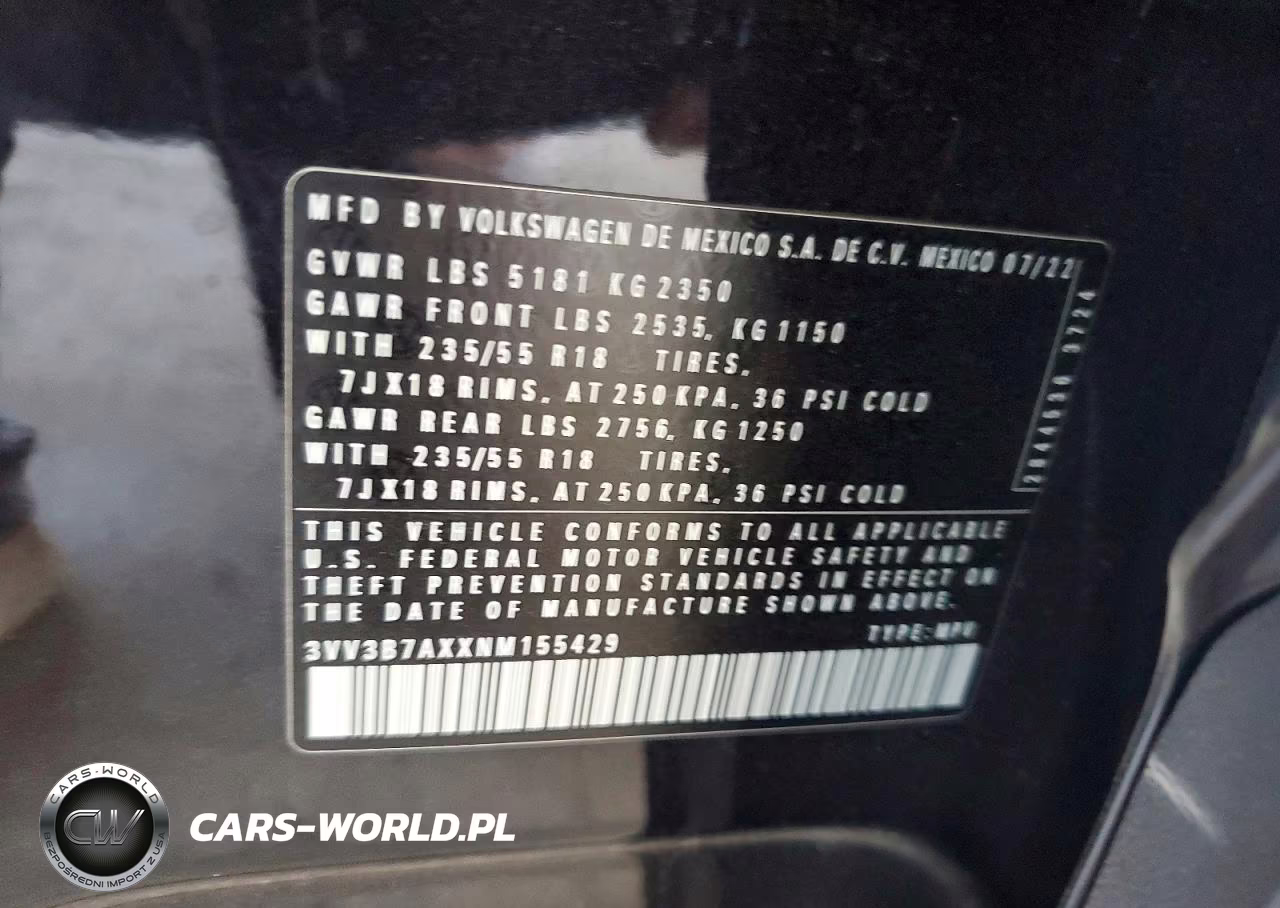 2022 Volkswagen Tiguan Se VIN:3VV3B7AXXNM155429 - 12