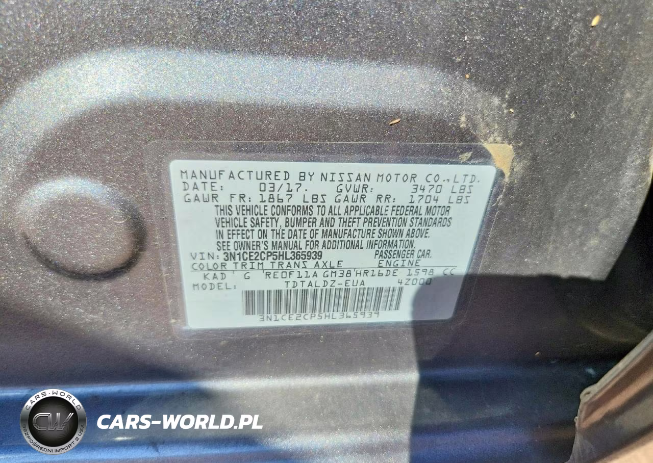 2017 Nissan Versa Note Sv VIN:3N1CE2CP5HL365939 - 12