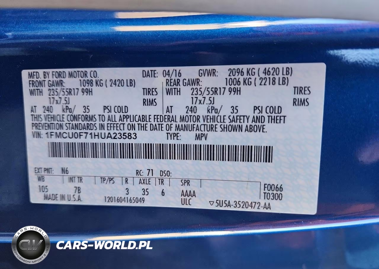 2017 Ford Escape S VIN:1FMCU0F71HUA23583 - 13