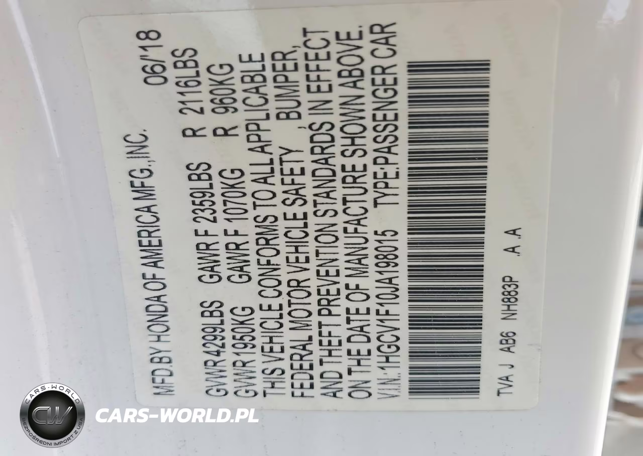 2018 Honda Accord Lx VIN:1HGCV1F10JA198015 - 12