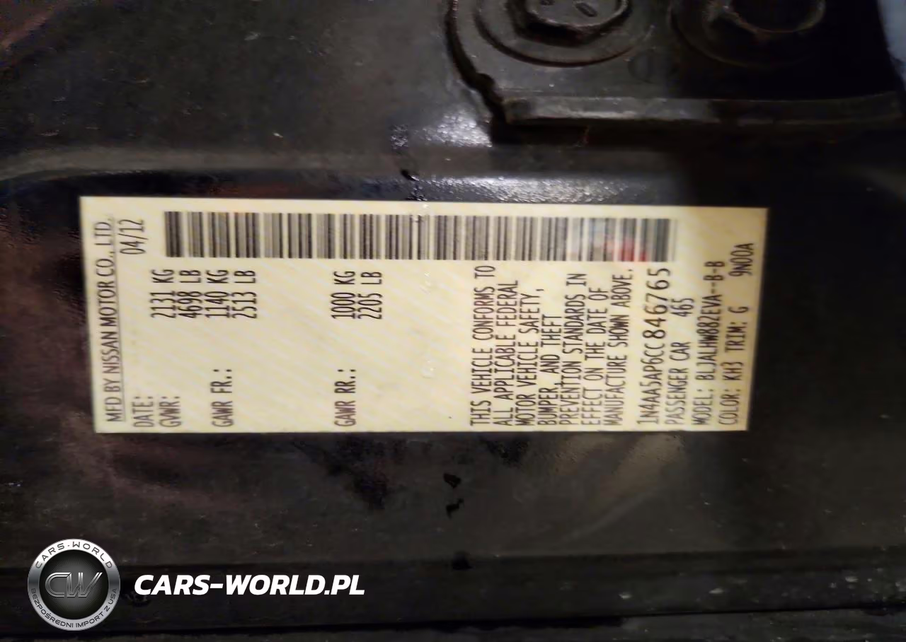 2012 Nissan Maxima 3.5 S VIN:1N4AA5AP6CC846765 - 12