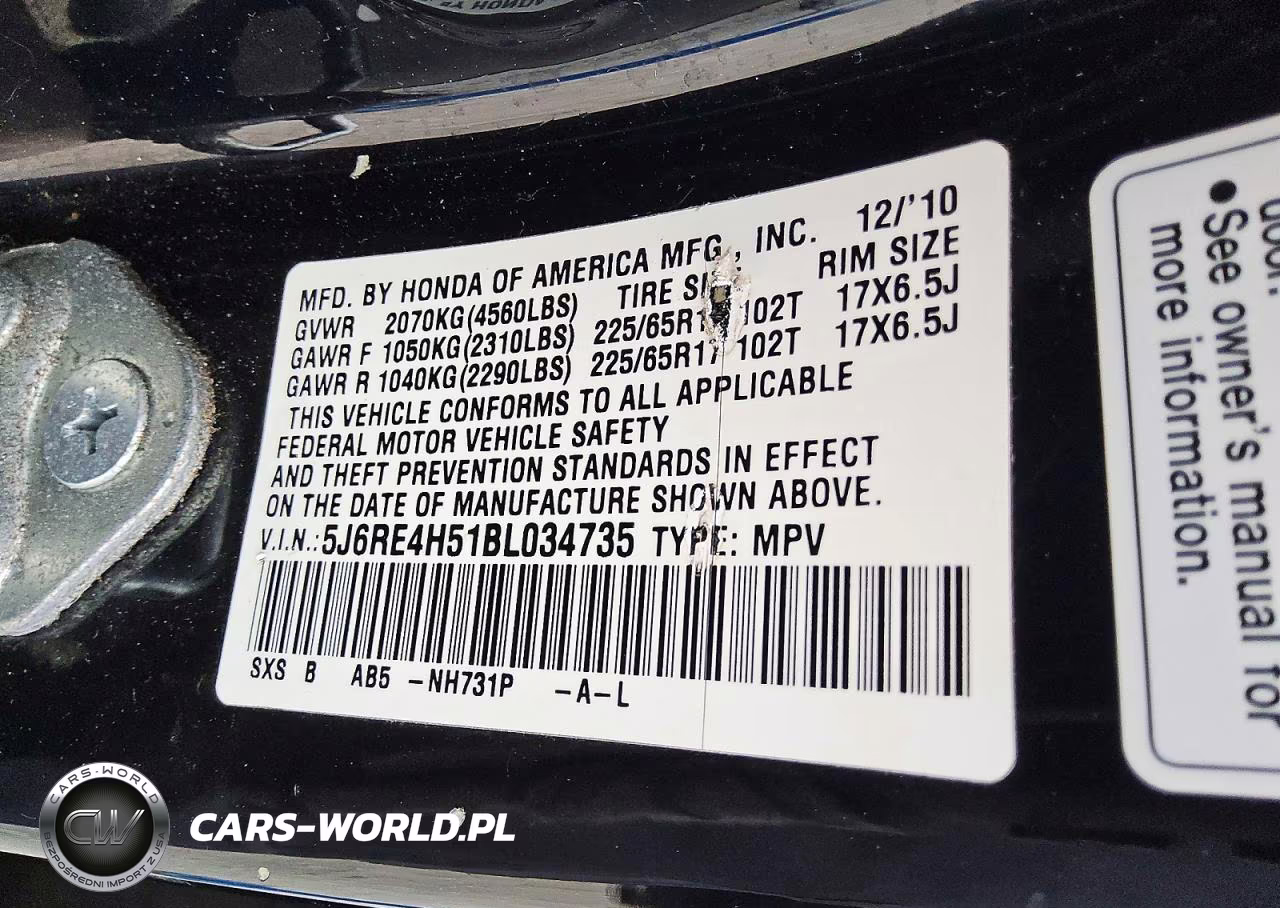 2011 Honda Cr-V Ex VIN:5J6RE4H51BL034735 - 12