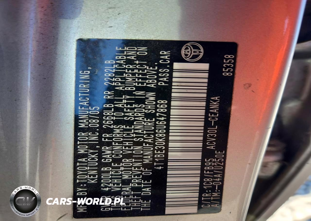 2006 Toyota Camry Le VIN:4T1BE30K86U647868 - 12