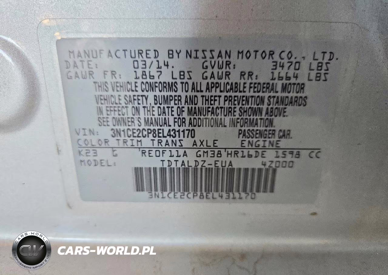 2014 Nissan Versa Note Sv VIN:3N1CE2CP8EL431170 - 12